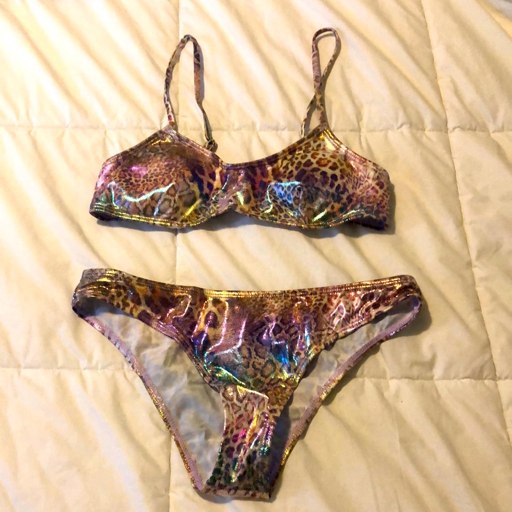 Leopard print shiny bikini